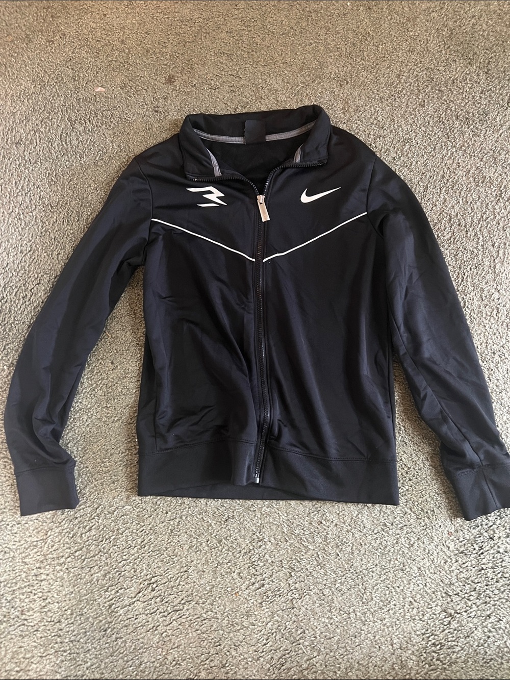 Nike 3 Brand Size Youth L (12-13) Black Track Jacket with White Accents